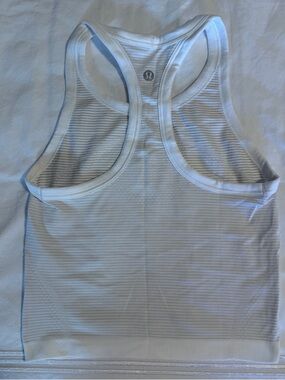 lululemon athletica White Stripe Racerback Tank Top